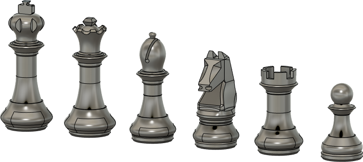 Models of chess pieces.