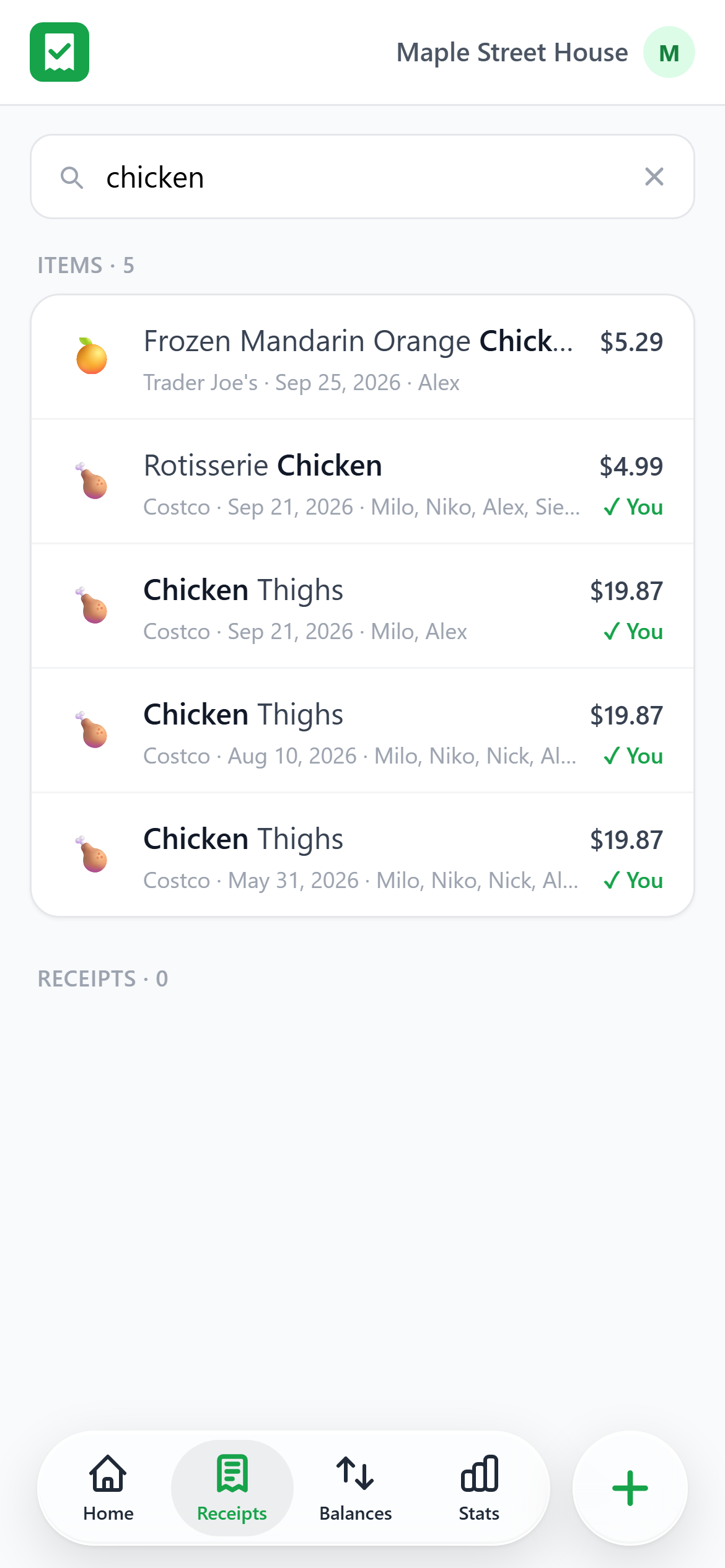 Searching every item for chicken
